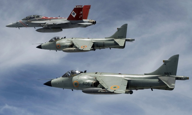 Indian Harriers with US Hornet fighter