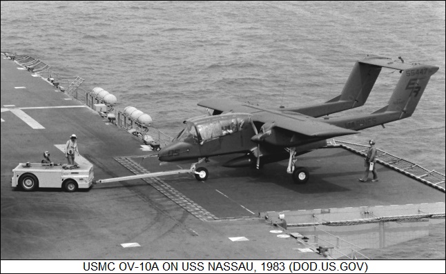 OV-10 Bronco on assault carrier USS NASSAU