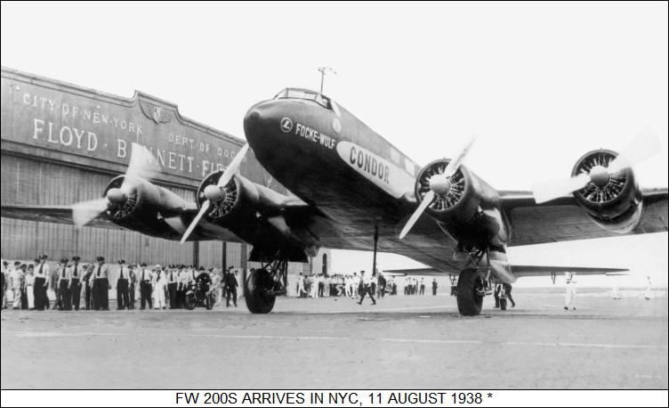 Fw 200S arrives in NYC, 11 August 1938