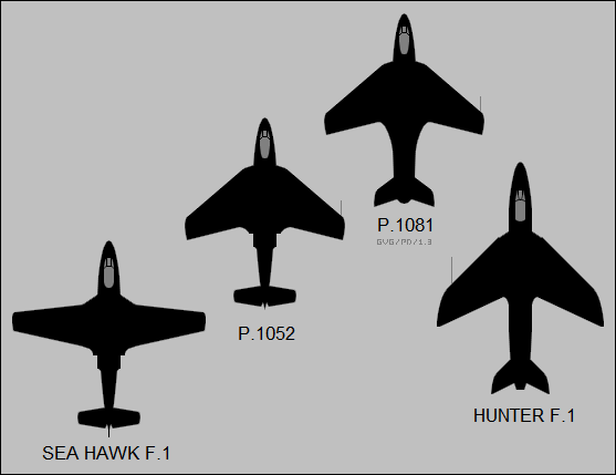 Hawker Sea Hawk F.1, P.1052, P.1081, Hunter F.1