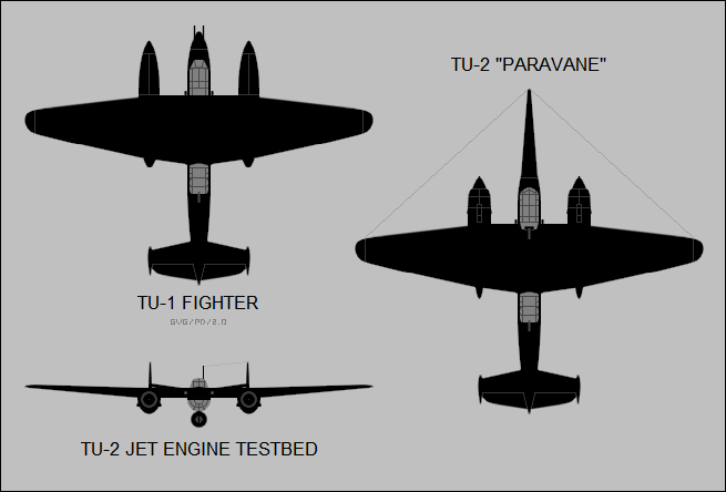 Tu-1 fighter, Tu-2 Paravane, Tu-2 jet testbed