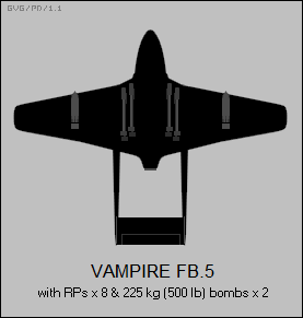 DH Vampire FB.5 with RPs & bombs