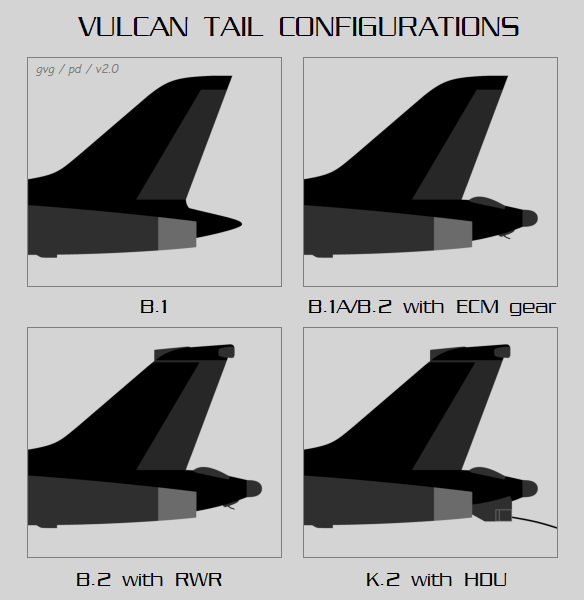 Vulcan tail configurations